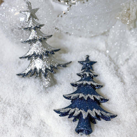 Blue And White Glitter Tree Ornament