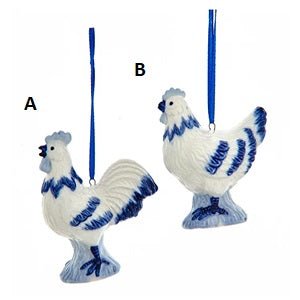 Delft Chicken Ornament - Christmas Place