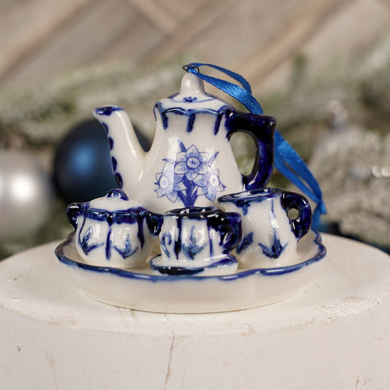 Delft Blue And White Afternoon Tea Ornament - Christmas Place