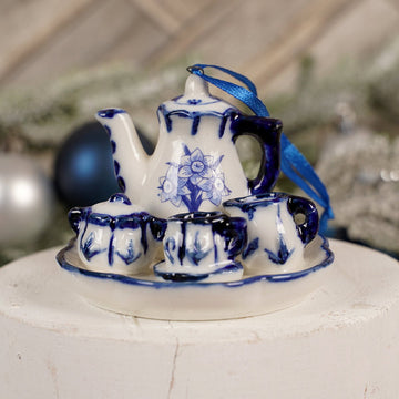 Delft Blue And White Afternoon Tea Ornament - Christmas Place