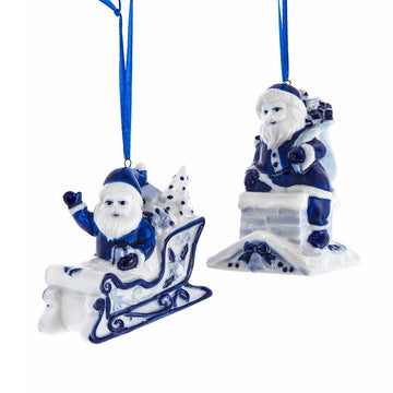 Delft Blue And White Santa Ornament - Christmas Place