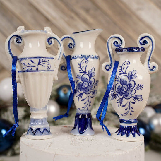 Delft Blue And White Vase Ornament - Christmas Place