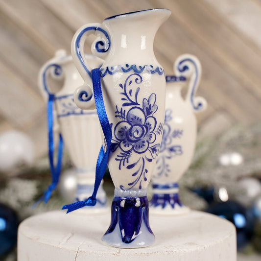 Delft Blue And White Vase Ornament - Christmas Place