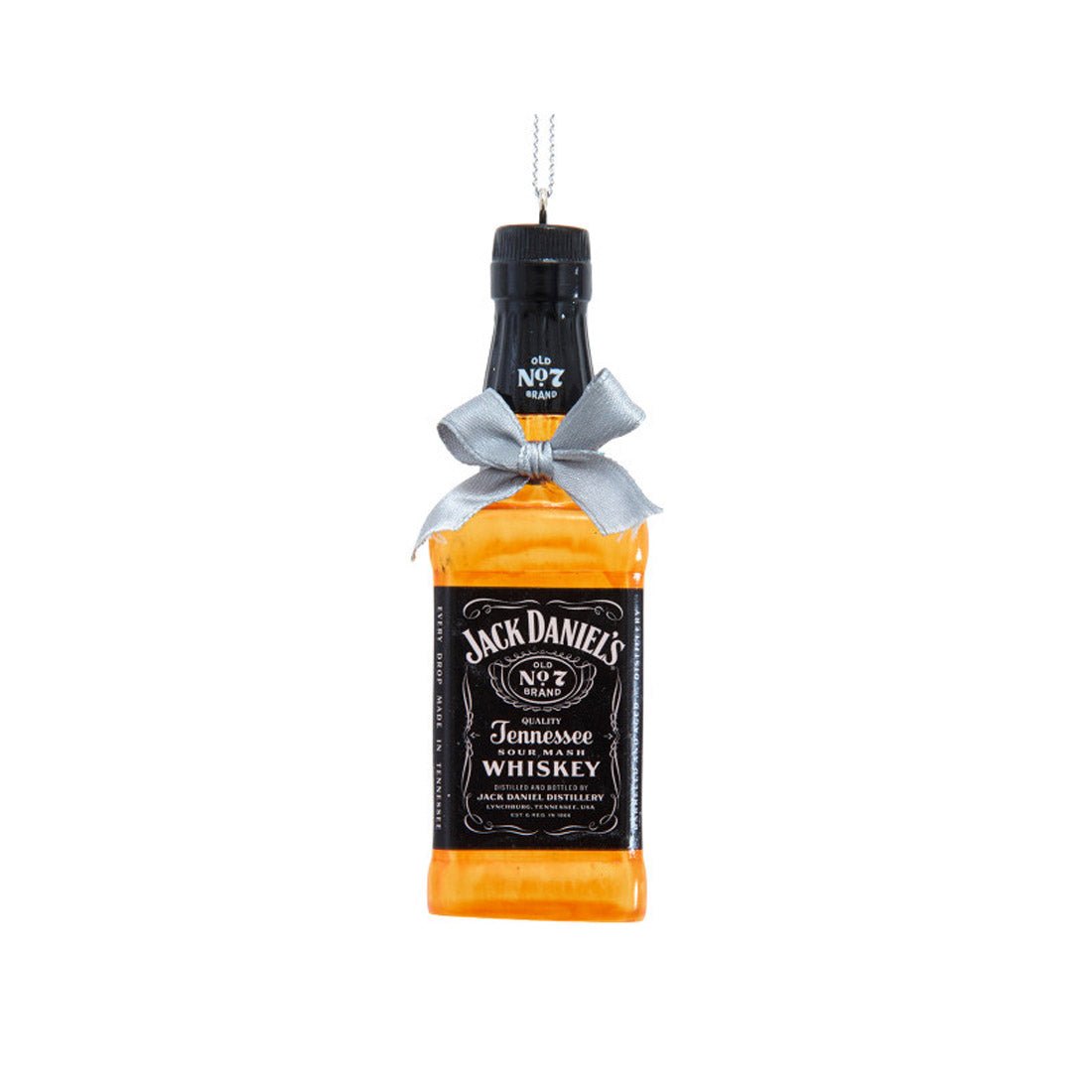 Jack Daniels Bottle With Bow Ornament - Christmas Place