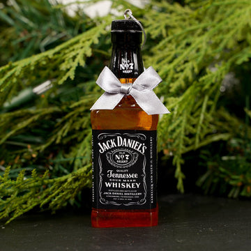 Jack Daniels Bottle With Bow Ornament - Christmas Place