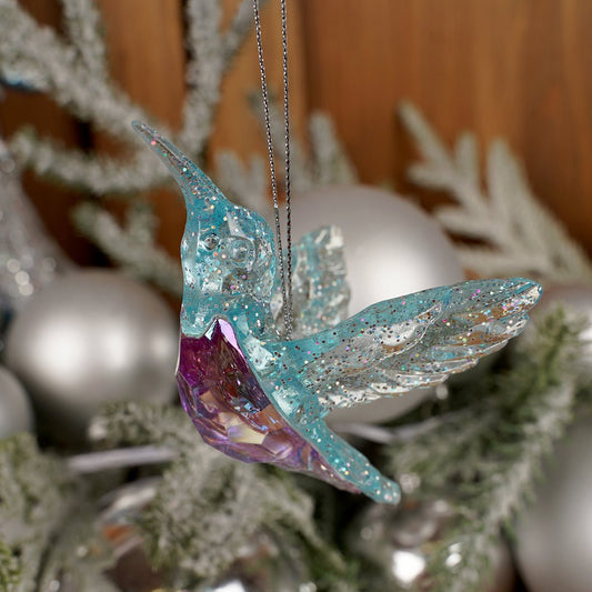 4Inch Colorful Glitter Hummingbird Ornament - Christmas Place