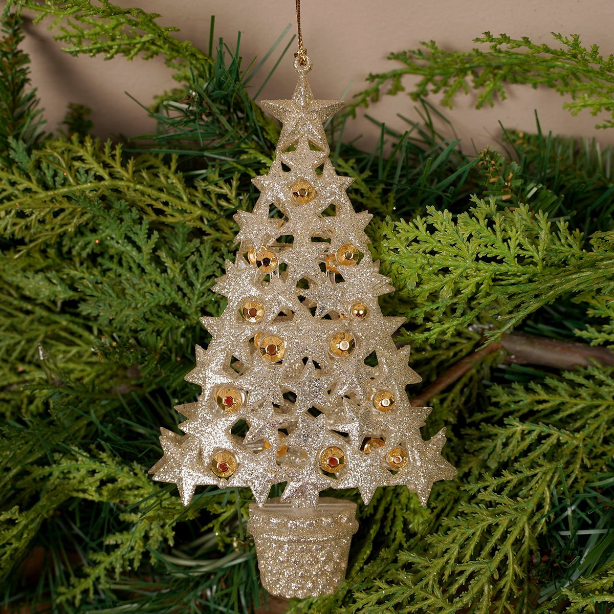 6.5IN GOLD STAR TREE ORN - Christmas Place