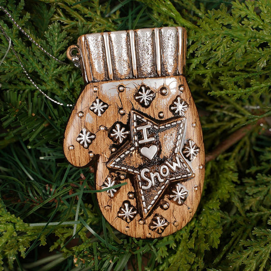 3.5Inch Glitter Glove Ornament - Christmas Place