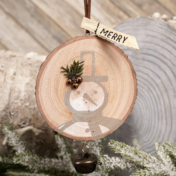 5IN WOOD SNOWMAN ORN - Christmas Place