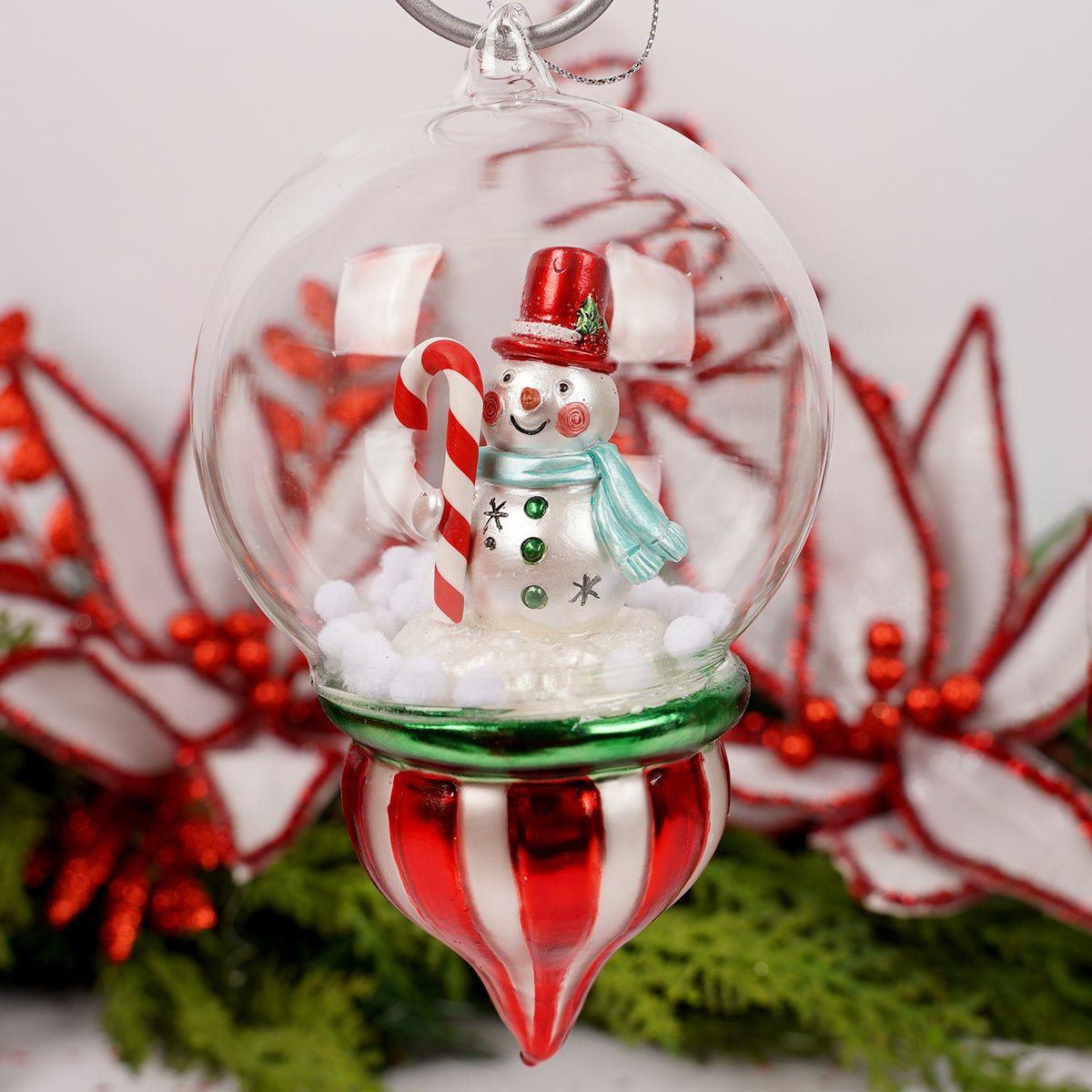 Snowman In Finial Ornament - Christmas Place
