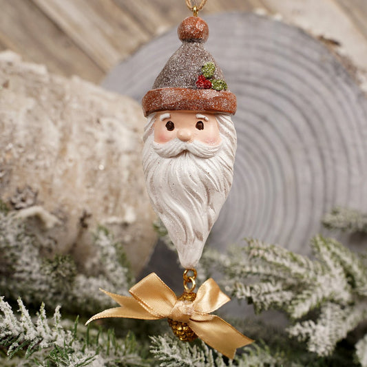 5.5IN SANTA WITH GOLD BOW ORN - Christmas Place