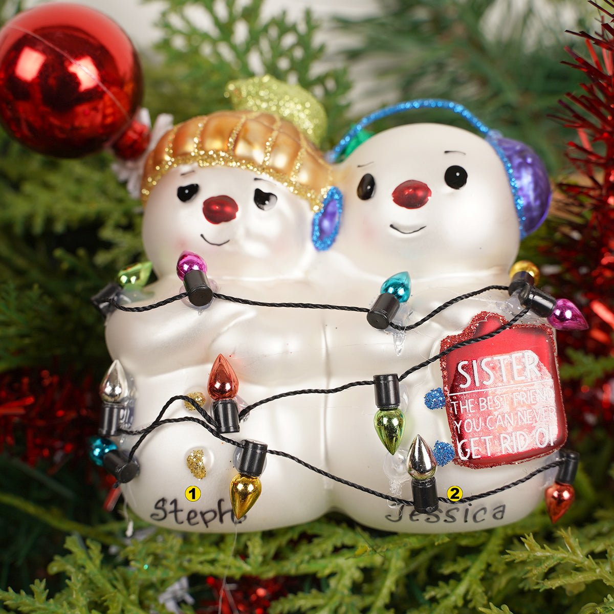 3.5IN YELLOW HAT BLUE EARMUFF SNOWMEN - Christmas Place