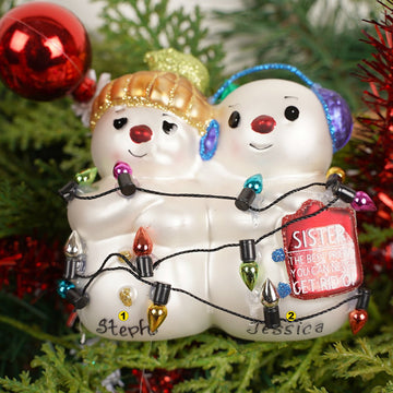 3.5IN YELLOW HAT BLUE EARMUFF SNOWMEN - Christmas Place