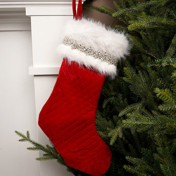 24.6Inch Red Stocking With White Furry Cuff