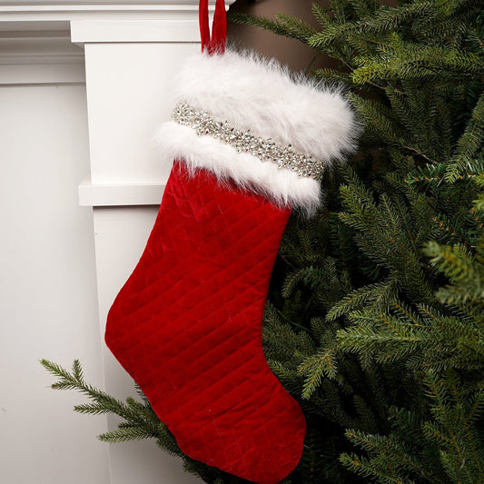 24.6Inch Red Stocking With White Furry Cuff - Christmas Place