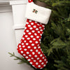 24.8Inch Red White Polka Dot Stocking With Design