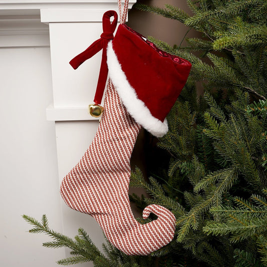 Pointed Toe Stocking With Red Cuff - Christmas Place