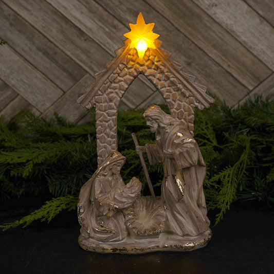 10.8Inch Lit Natural Nativity Scene - Christmas Place