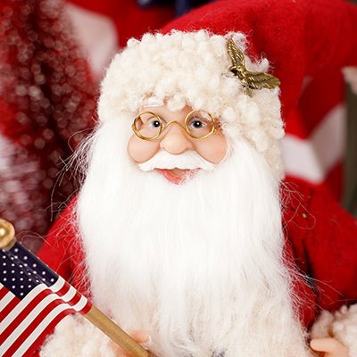 American Santa with American Flag 12 inches tall