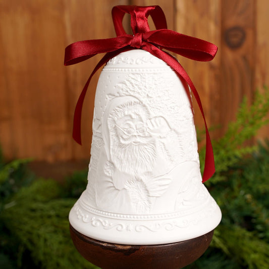 5 inches tall Santa Christmas Bell Luumii Porcelain Light Ornament - Christmas Place