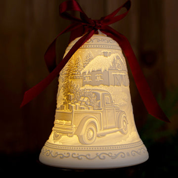 Christmas Truck Luumii Light Porcelain Bell Ornament - Christmas Place