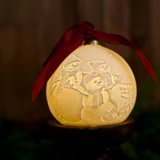 Snowman Ball Luumii Light Porcelain Ornament - Christmas Place