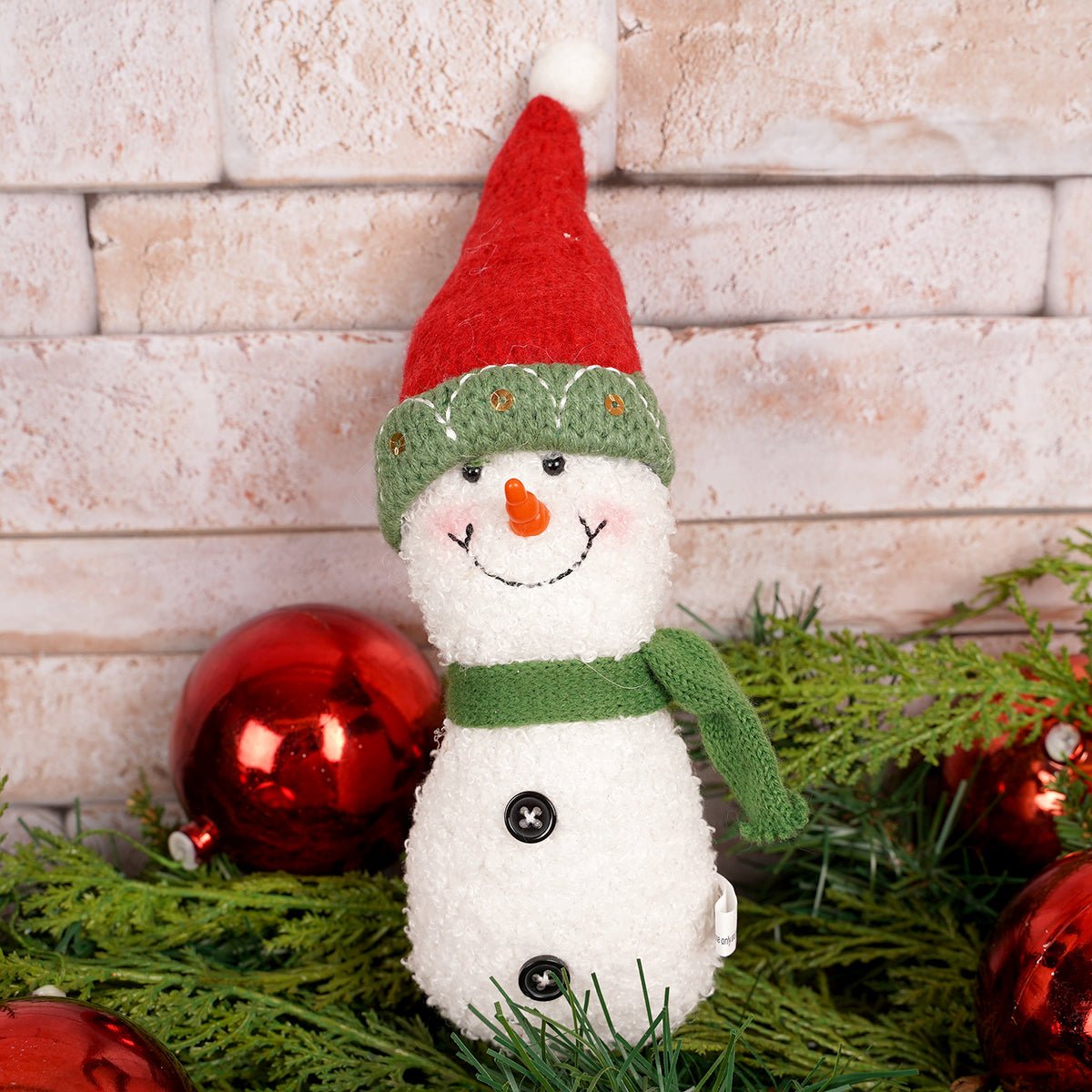 Fabric Snowman Christmas Ornament 2 Styles Red Hat - Christmas Place
