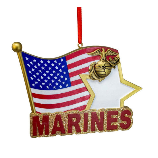 Marines Star With Flag Ornament - Christmas Place