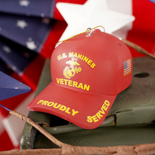Marines Veteran Cap Ornament - Christmas Place
