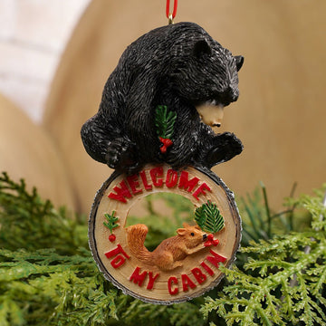 3.5IN BLACK BEAR WITH SQUIRREL ORN
