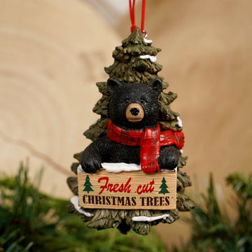 4IN BLACK BEAR FRESH CUT TREE ORN - Christmas Place