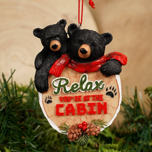 4IN RELAX BLACK BEAR ORN - Christmas Place