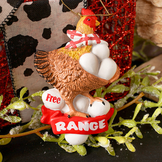 Hen And Eggs Free Range Ornament