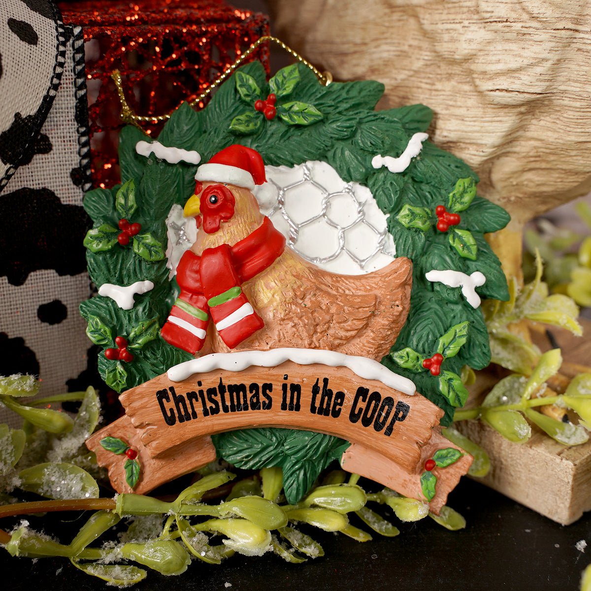 CHICKEN COOP WREATH ORN - Christmas Place