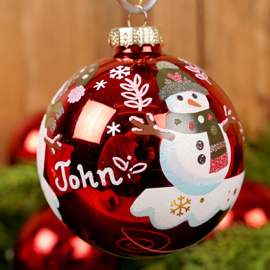 Red Snowman Ball Christmas Ornament - Christmas Place