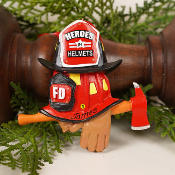 Firefighter Helmet Axe Ornament - Christmas Place