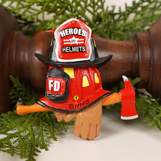 Firefighter Helmet Axe Ornament - Christmas Place