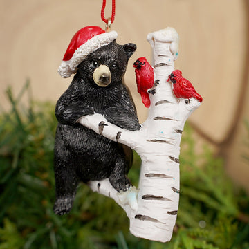 3IN BEAR ON BIRCH TREE ORN