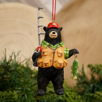 4IN FISHING BEAR ORN - Christmas Place