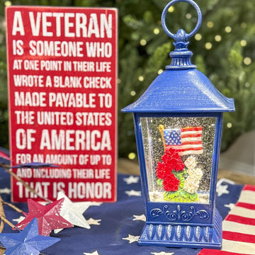 9 Inch American Flag Waterglobe