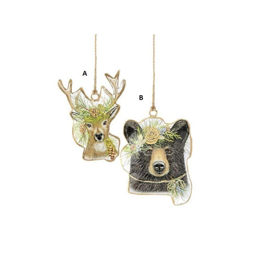 Metal Deer Bear Head Ornament