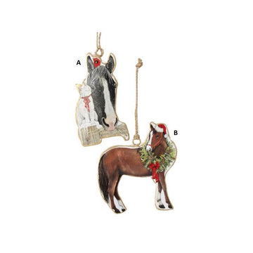 Metal Holiday Horse Ornament