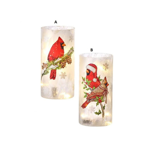 8In LED Glass Cardinal Cylinder