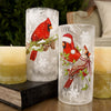 8In LED Glass Cardinal Cylinder - Christmas Place