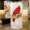 8In LED Glass Cardinal Cylinder - Christmas Place
