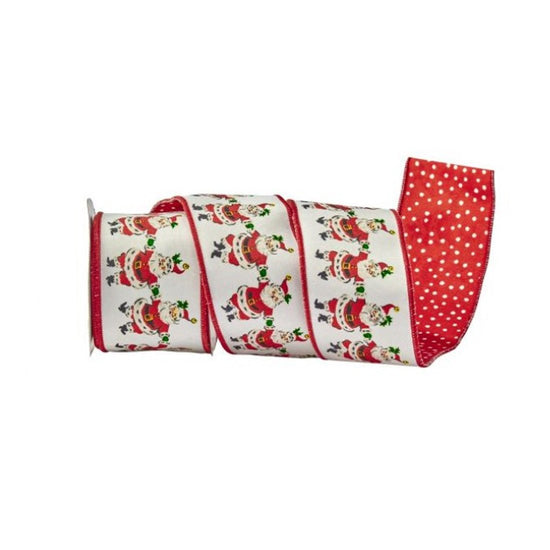Dancing Santa Polka Dot Ribbon - Christmas Place