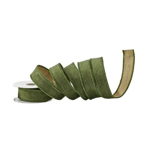 Green Corduroy Burlap Ribbon