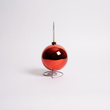 140mm  Red Shiny Ball Ornament Box Of 2
