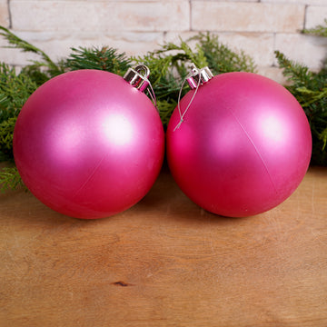 140MM Hot Pink Matt Ball Ornament Box Of 2