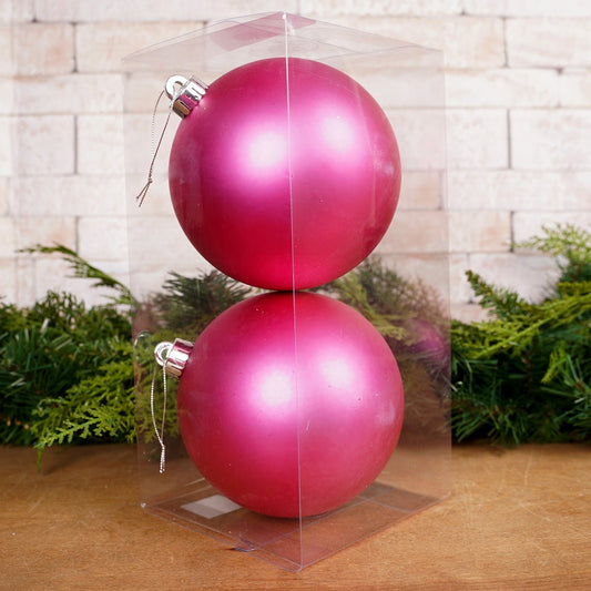 140MM Hot Pink Matt Ball Ornament Box Of 2 - Christmas Place